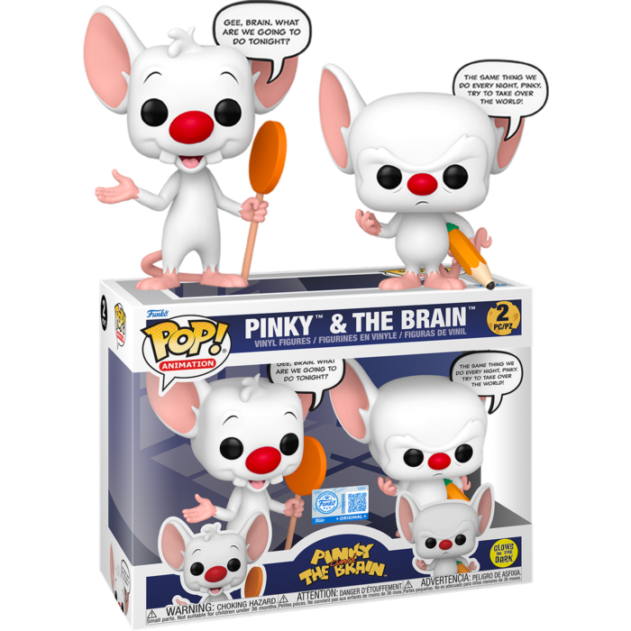 Pre-Order: Pinky and The Brain - Pinky &amp; The Brain Pop Sayings Glow-in-the-Dark Pop! Vinyl Figure 2-Pack