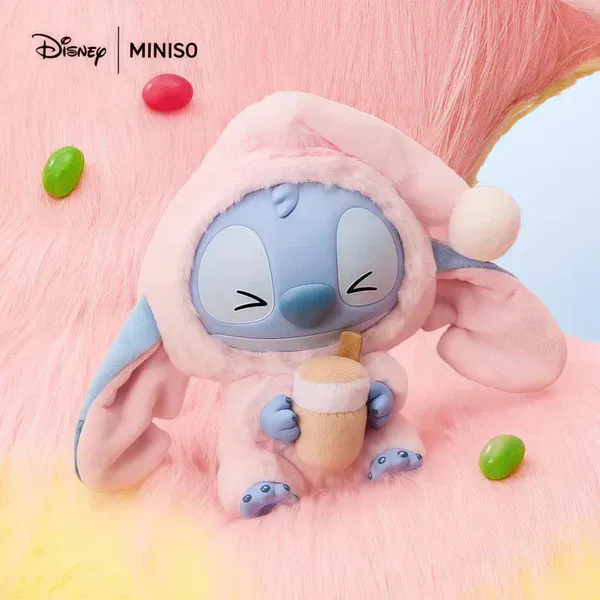 MINISO Disney Stitch Eat Something Before Sleep Series-Vinyl Plush Pendant Blind Box Opened- Boba Tea/ Bubble Tea