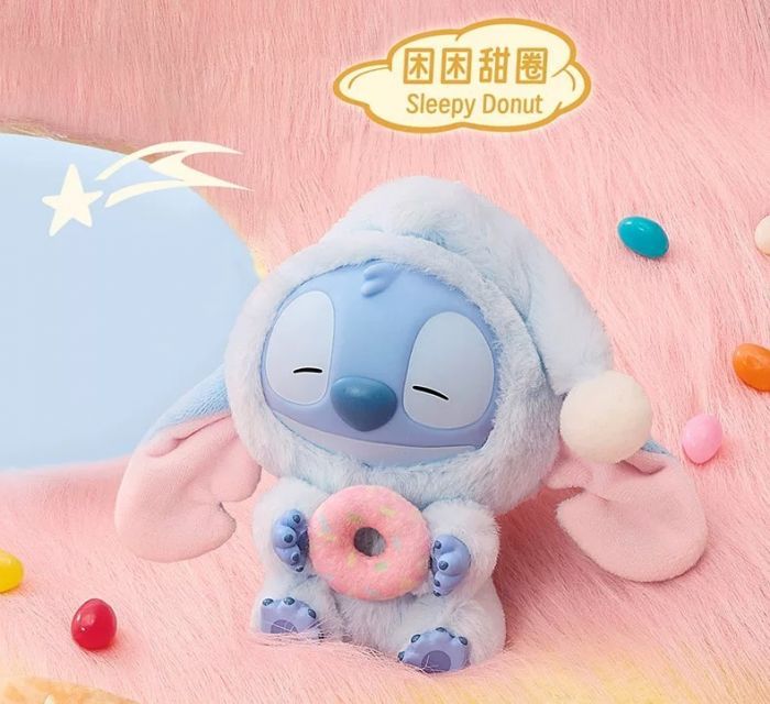 MINISO Disney Stitch Eat Something Before Sleep Series-Vinyl Plush Pendant Blind Box Opened- Donut