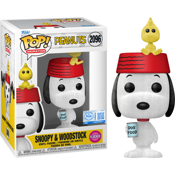 Pre-Order: Peanuts - Snoopy with Woodstock Flocked Pop! Vinyl Figure