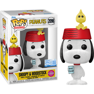Pre-Order: Peanuts - Snoopy with Woodstock Flocked Pop! Vinyl Figure