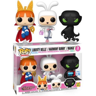 The Powerpuff Girls - Liberty Belle, Harmony Bunny &amp; Mange Glow-in-the-Dark Pop! Vinyl Figure 3-Pack (2025 Fall Convention