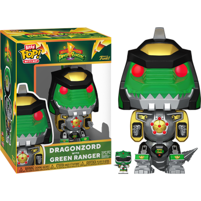 Pre-Order: Mighty Morphin Power Rangers - Dragonzord with Green Ranger Bitty Pop! Bot Vinyl Figure