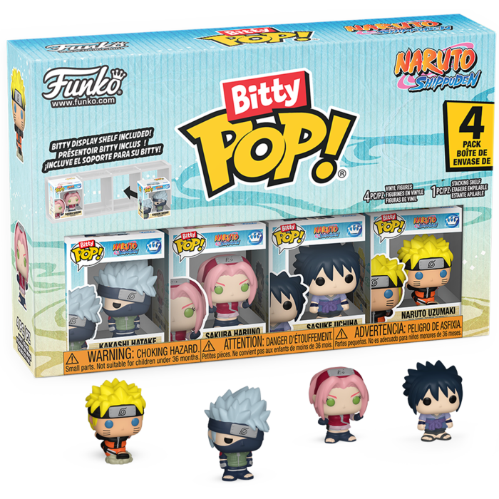 Pre-Order: Naruto: Shippuden - Kakashi Hatake, Sakura Haruno, Sasuke Uchiha &amp; Naruto Uzumaki Bitty Pop! Vinyl Figure 4-Pack