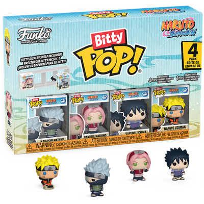 Pre-Order: Naruto: Shippuden - Kakashi Hatake, Sakura Haruno, Sasuke Uchiha &amp; Naruto Uzumaki Bitty Pop! Vinyl Figure 4-Pack