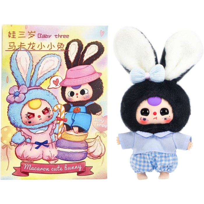 Baby Three - Macaron Cute Bunny V1 Blind Box Vinyl Plush Keychain (1 Single Box)  (100% Authentic)
