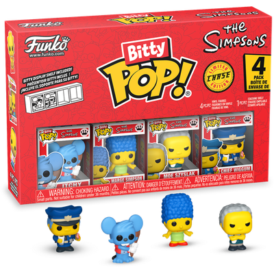 Simpsons - Itchy, Marge Simpson, Moe Szyslak &amp; Mystery Chase Bitty Pop! Vinyl Figure 4-Pack