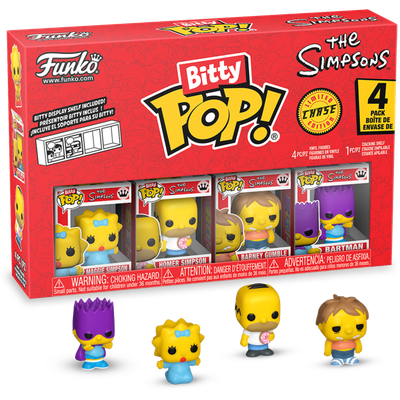 Simpsons - Maggie Simpson, Homer Simpson, Barney Gumble &amp; Mystery Chase Bitty Pop! Vinyl Figure 4-Pack