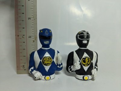 Mighty Morphin Power Rangers Blue and Black Ranger topper