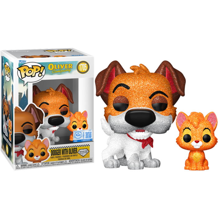 Pre-Order: Oliver &amp; Company (1988) - Dodger with Oliver Diamond Glitter Pop! Vinyl Figure