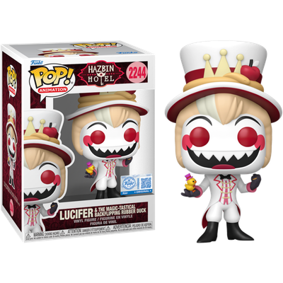 Pre-Order: Hazbin Hotel - Lucifer &amp; The Magic-Tastical Backflipping Rubber Duck Pop! Vinyl Figure