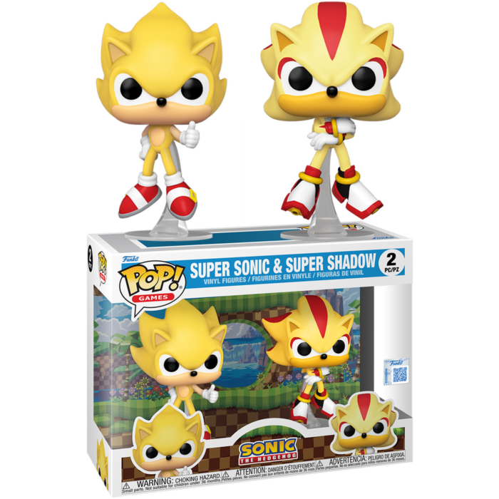 Sonic the Hedgehog - Super Sonic &amp; Super Shadow Flocked Pop! Vinyl Figure 2-Pack