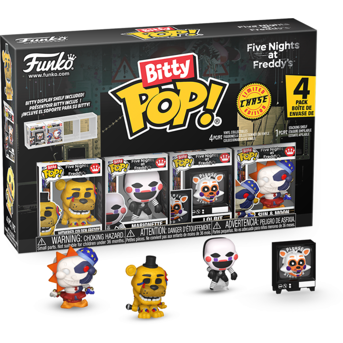 Pre-Order: Five Nights at Freddy's - Withered Golden Freddy, Marionette, Lolbit and Sun &amp; Moon Bitty Pop! Vinyl Figure 4-Pack