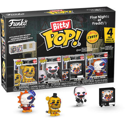 Pre-Order: Five Nights at Freddy's - Withered Golden Freddy, Marionette, Lolbit and Sun &amp; Moon Bitty Pop! Vinyl Figure 4-Pack