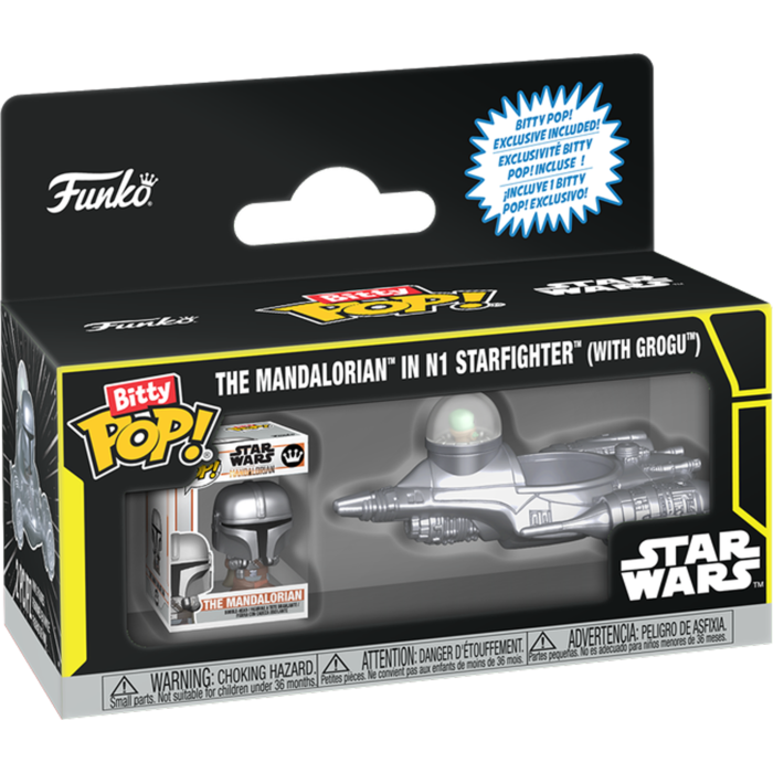 Pre-Order: Star Wars - The Mandalorian in N1 Starfighter (with Grogu) Bitty Pop! Rides Vinyl Figure