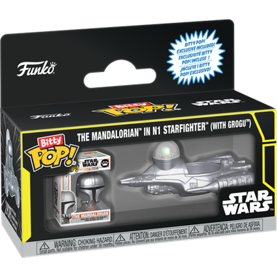 Pre-Order: Star Wars - The Mandalorian in N1 Starfighter (with Grogu) Bitty Pop! Rides Vinyl Figure