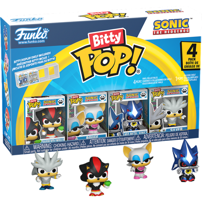 Pre-Order: Sonic the Hedgehog - Shadow, Rouge, Neo Metal Sonic &amp; Silver Bitty Pop! Vinyl Figure 4-Pack