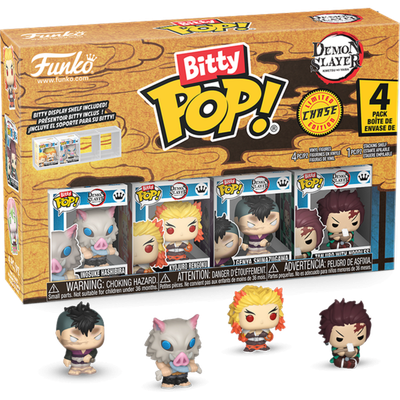 Demon Slayer - Inosuke Hashibira, Kyojuro Rengoku, Genya Shinazugawa &amp; Mystery Bitty Pop! Vinyl Figure 4-Pack