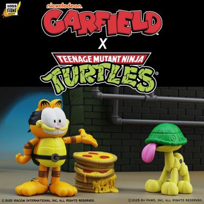 Pre-Order: Garfield x Teenage Mutant Ninja Turtles - Garfello and Sidekick Odie 4" Action Figure 2-Pack