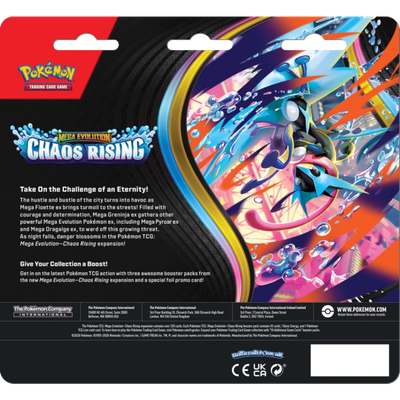 Pokemon - Mega Evolution 4 Chaos Rising Three Booster Blister Pack view 2 - Mighty Toys Australia