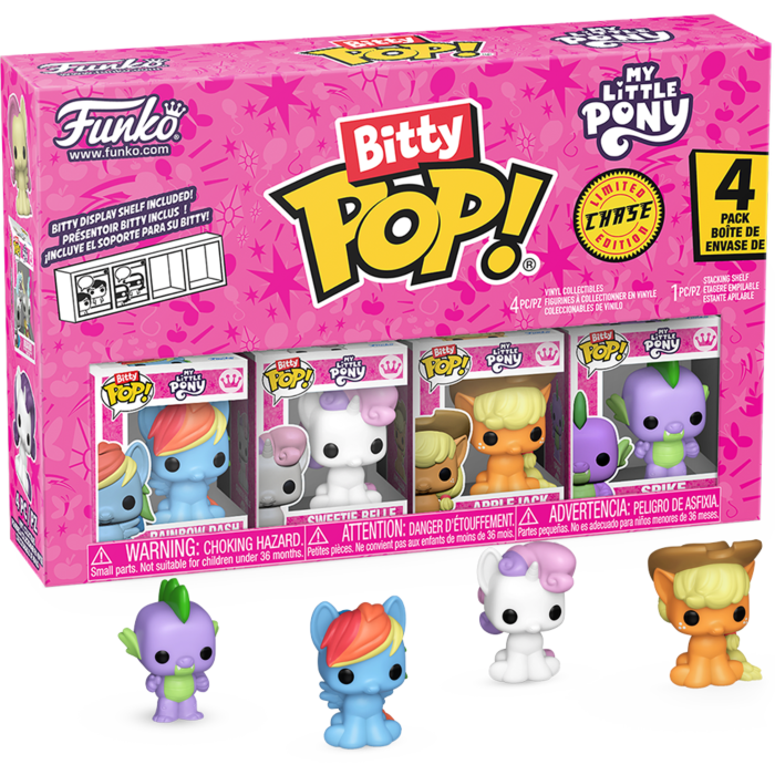 My Little Pony - Rainbow Dash, Sweetie Belle, Applejack &amp; Spike Bitty Pop! Vinyl Figure 4-Pack