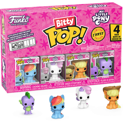 My Little Pony - Rainbow Dash, Sweetie Belle, Applejack &amp; Spike Bitty Pop! Vinyl Figure 4-Pack