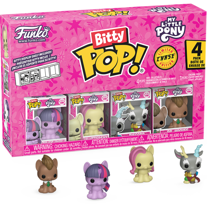 My Little Pony - Twilight Sparkle, Fluttershy, Discord &amp; Dr. Hooves Bitty Pop! Vinyl Figure 4-Pack