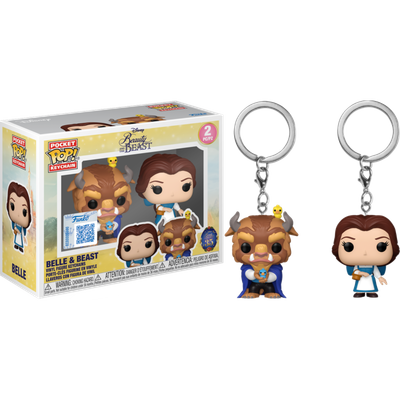 Pre-Order: Beauty and the Beast (1991) - Belle &amp; Beast Pocket Pop! Keychain 2-Pack - Mighty Toys Australia
