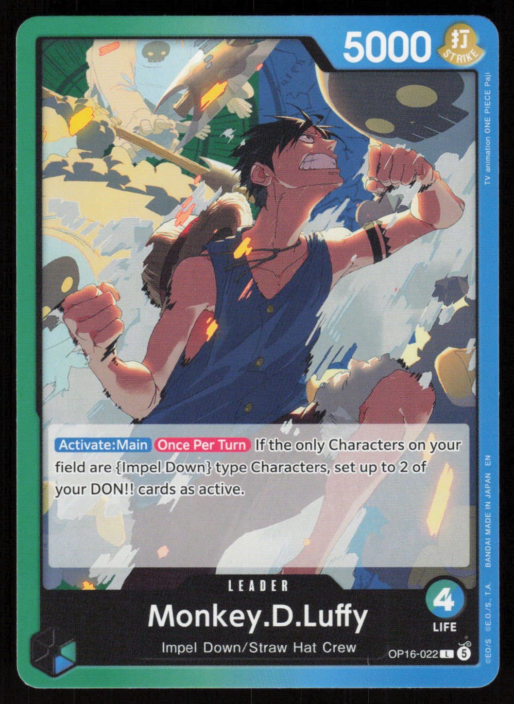 Monkey.D.Luffy (022) L The Time of Battle OP16-022 NM