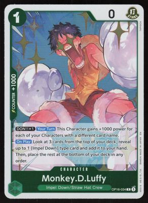 Monkey.D.Luffy (034) Foil R The Time of Battle OP16-034 NM