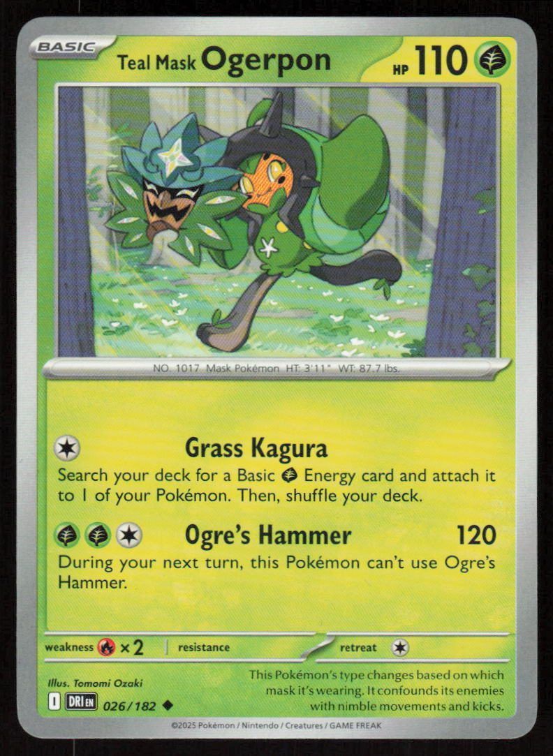 Teal Mask Ogerpon Uncommon SV10: Destined Rivals 026/182 NM