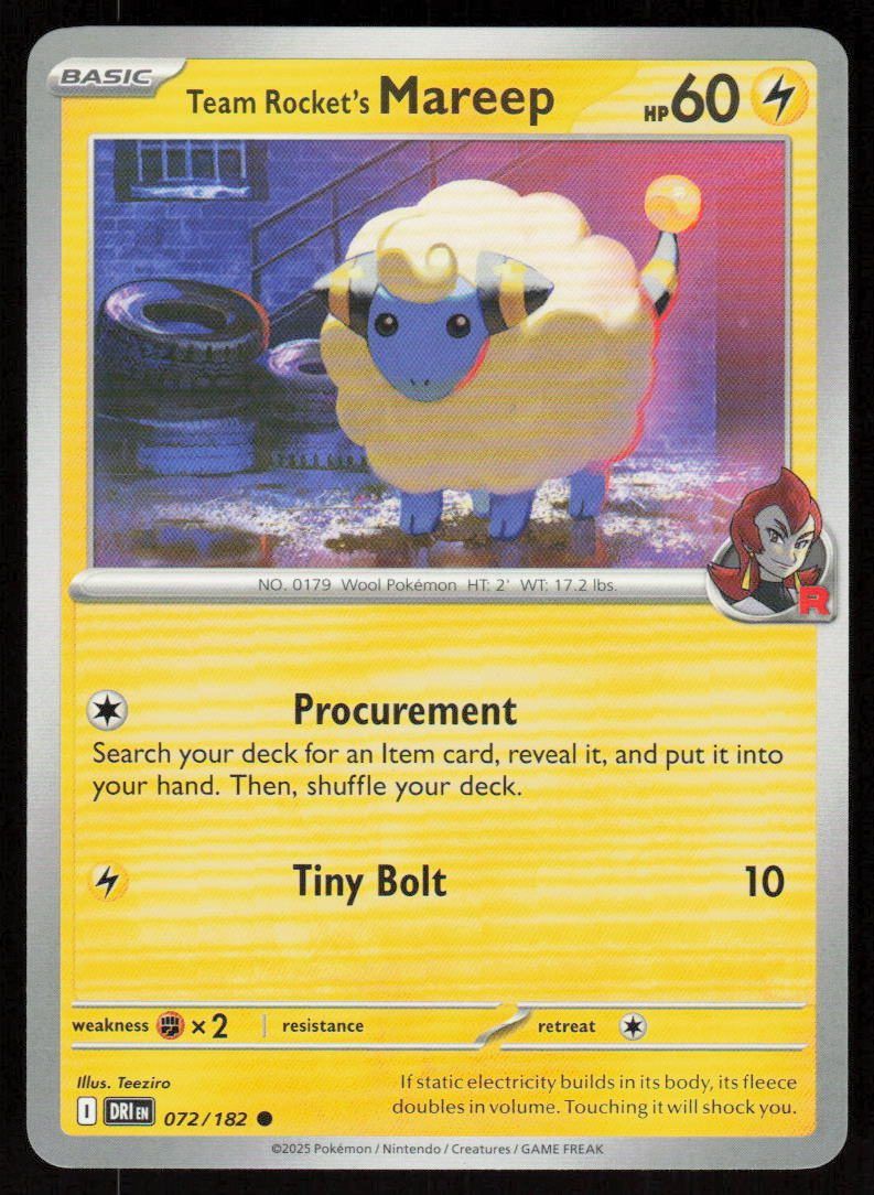 Team Rockets Mareep Common SV10: Destined Rivals 072/182 NM