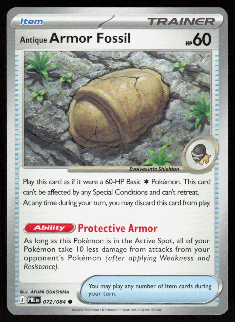 Antique Armor Fossil Common ME05: Pitch Black 072/084 NM