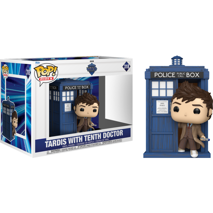 Pre-Order - Doctor Who - TARDIS with Tenth Doctor Pop! Rides Vinyl Figure - Mighty Toys Australia
