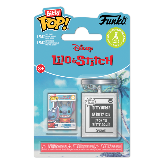 Lilo &amp; Stitch - Stitch Bitty Pop! Vinyl Figure with Keychain Case Accessory - product image 1 | Mighty Toys Australia