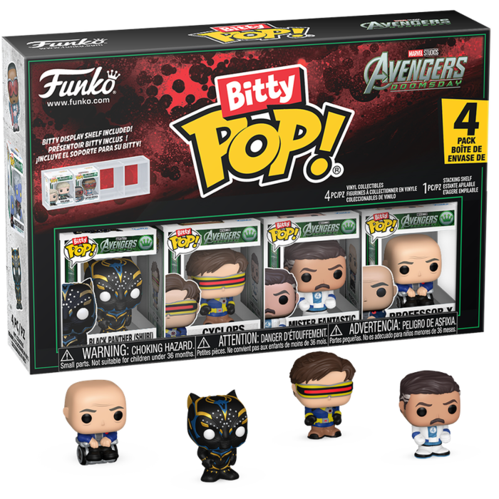 Avengers: Doomsday - Black Panther (Shuri), Cyclops, Mister Fantastic &amp; Professor X Bitty Pop! Vinyl Figure 4-Pack