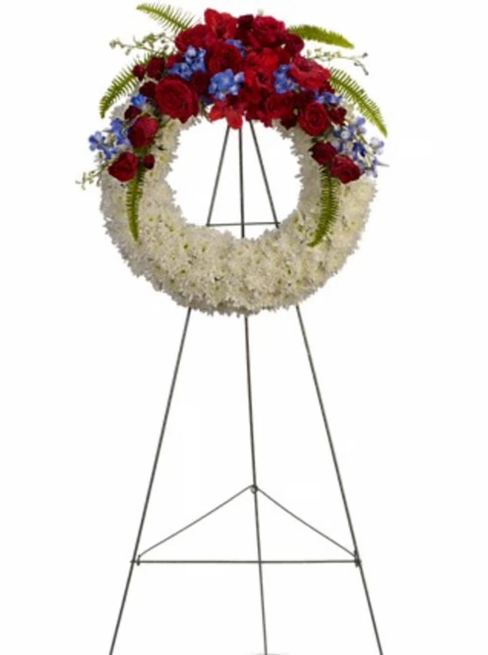 Fresh Flower Easel Wreath Funeral Sympathy Arrangement