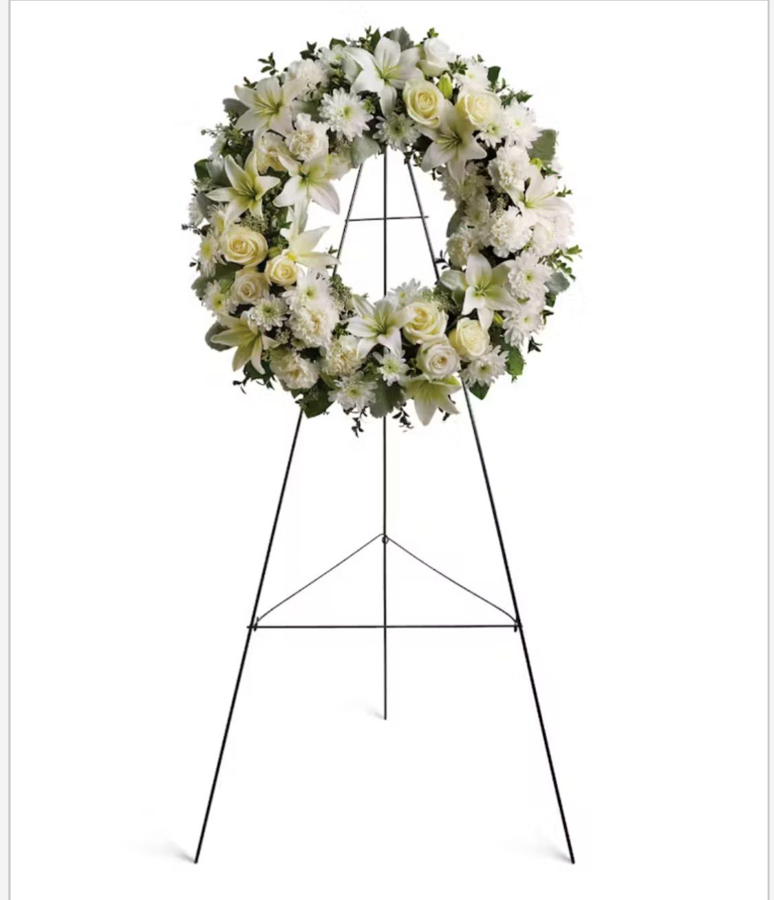 Fresh Flower Easel Wreath Funeral Sympathy Arrangement