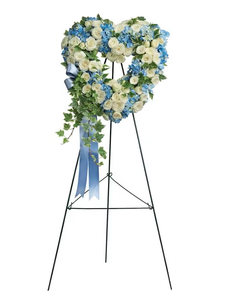 Fresh Flower Easel Heart Funeral Sympathy Arrangement