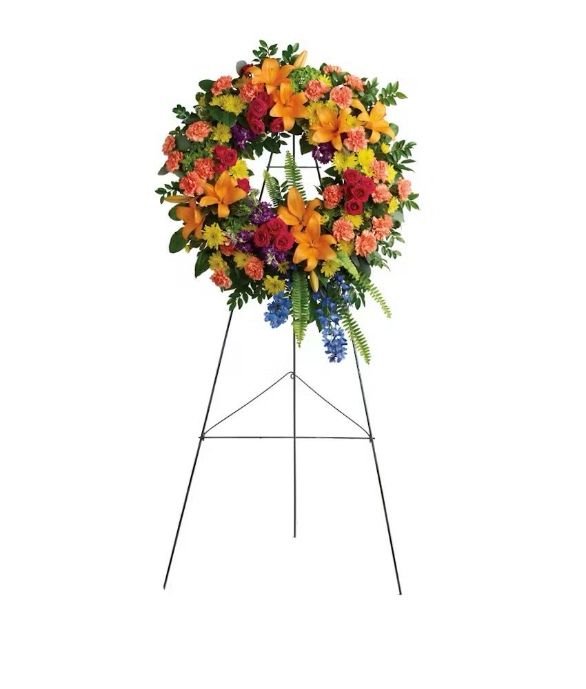 Fresh Flower Easel Funeral Sympathy Wreath Arrangement