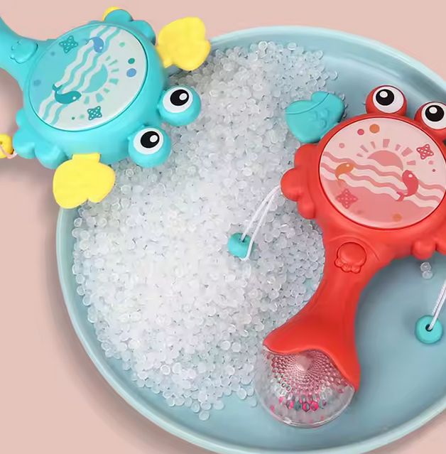 Baby Rassel Krabbe, Lernspielzeug mit Glitzergriff