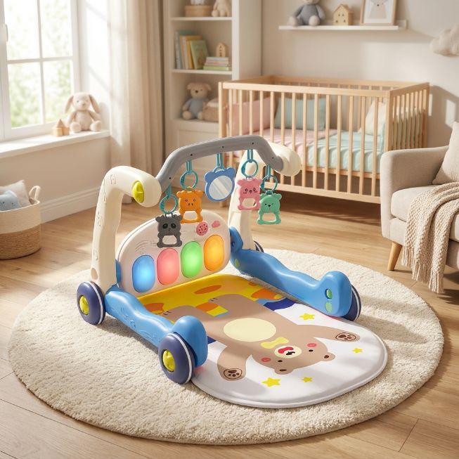 Baby Aktivitätscenter 5-in-1, Lauflernhilfe mit Spielmatte