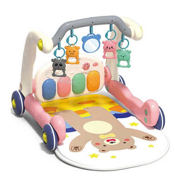 Baby Spielmatte mit Lauflernwagen, 5-in-1 Aktivitätscenter