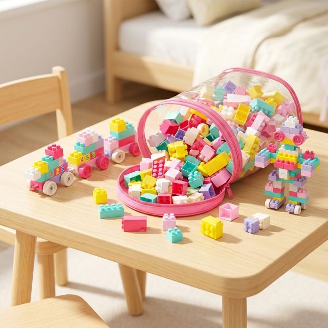 Bausteine für Kinder, 113 Teile, Pink