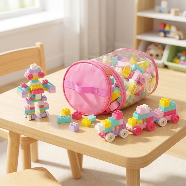 Bausteine für Kinder, 113 Teile, Pink