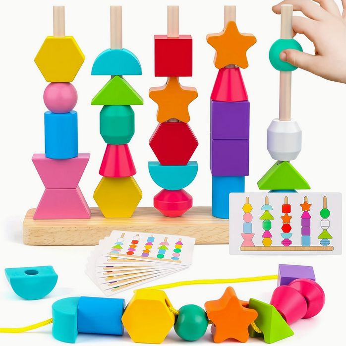 Montessori Geometrische Sortierspiel, Holz Steckspiel