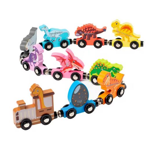 Magnetischer Holz-Dinosaurier-Zug, 8-teilig