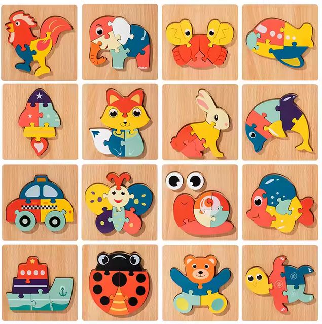 Holzpuzzle für Kleinkinder, 16 Stück