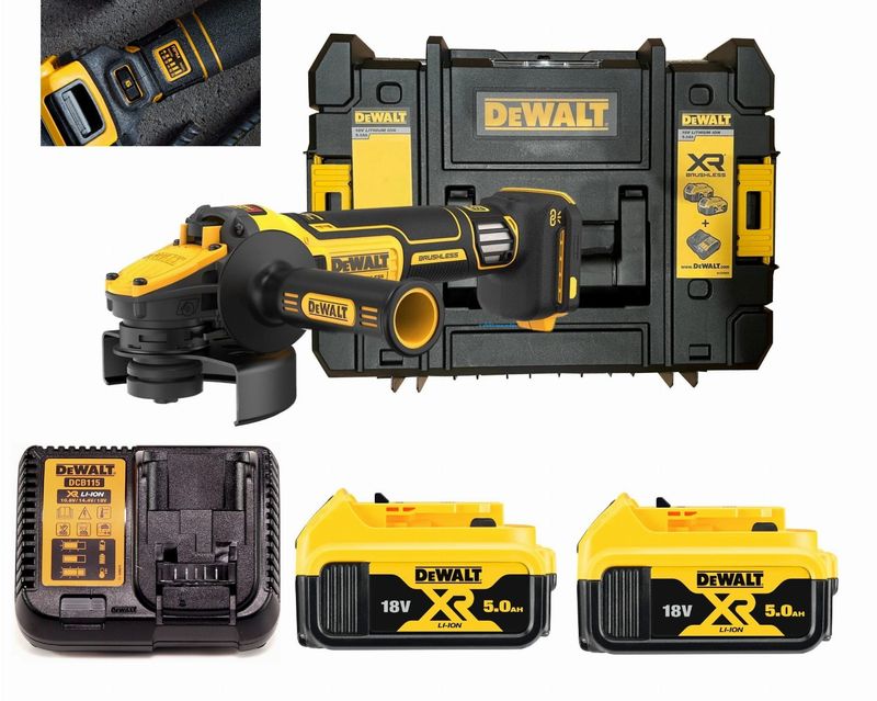 DeWalt Szlifierka kątowa z regulacją 18V 125mm 2x5Ah DCB1104 DCG409VSNT