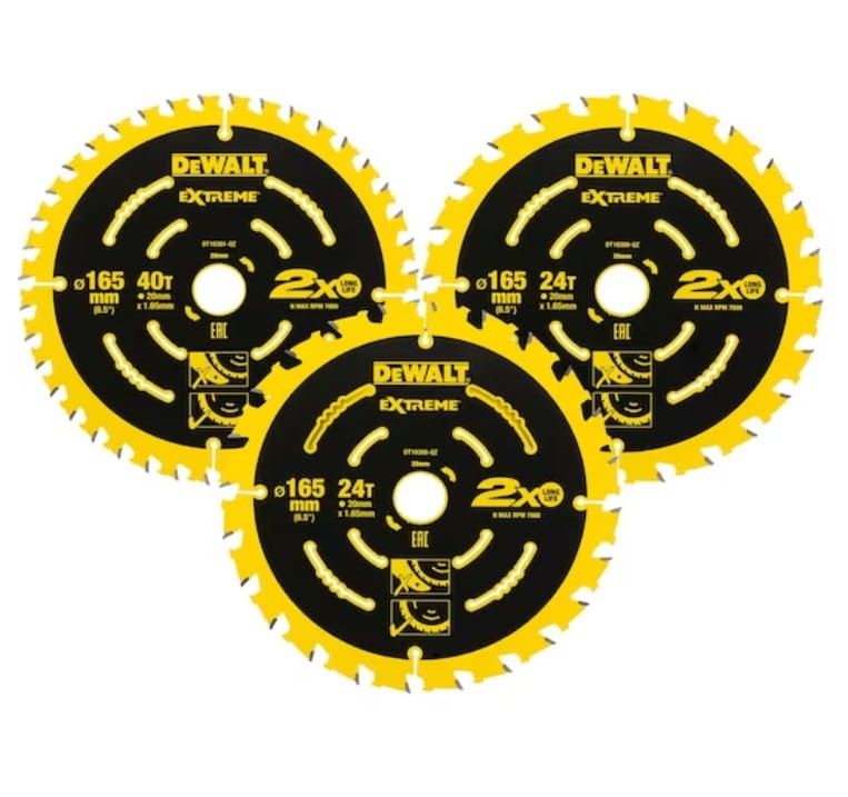 DeWalt Zestaw 3 tarcz tarcza 165x20 24z 40z DT10397 DeWalt Zestaw 3 tarcz tarcza 165x20 24z 40z DT10397